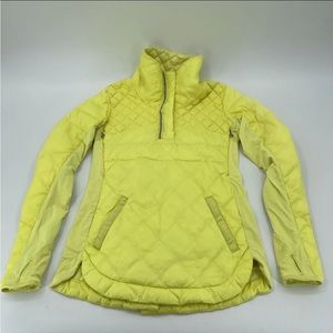 Lululemon What the Fluff Pullover Jacket 1/2 zip size 8 Yellow Down